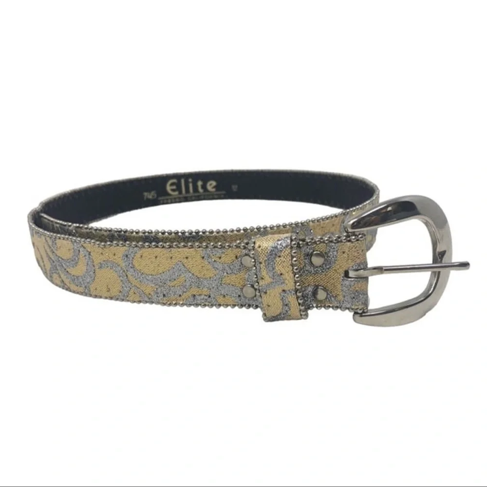 Vintage Elite Gold & Silver Metallic Belt